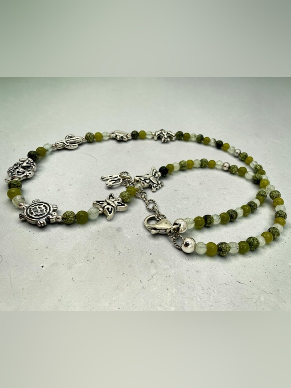 Carolyn Pollack American West Green Garnet Serpentine Gecko Charm Necklace 17+2” - Picture 14 of 17